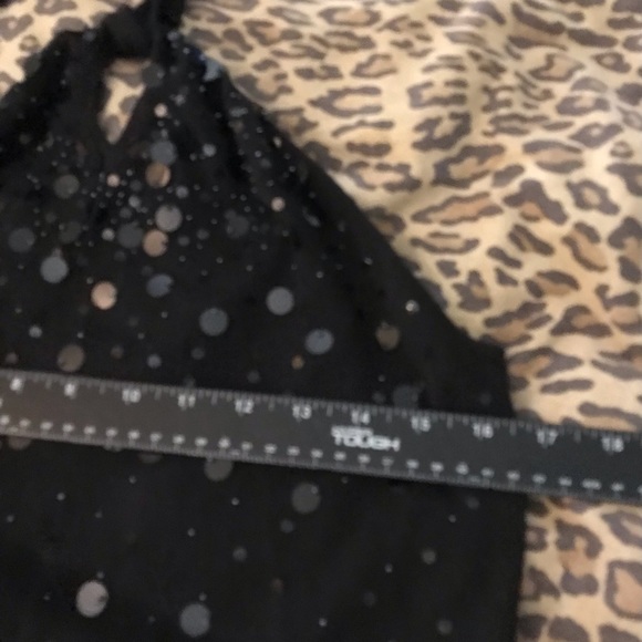 Ann Taylor Loft  size XL black knit halter with sequin front ties at neck - Picture 3 of 14